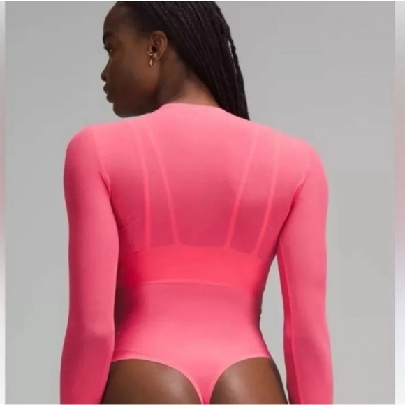 Lululemon Nulu Mesh Long Sleeve Crew Neck Bodysuit Glaze Pink Size XL NWT - Picture 3 of 14